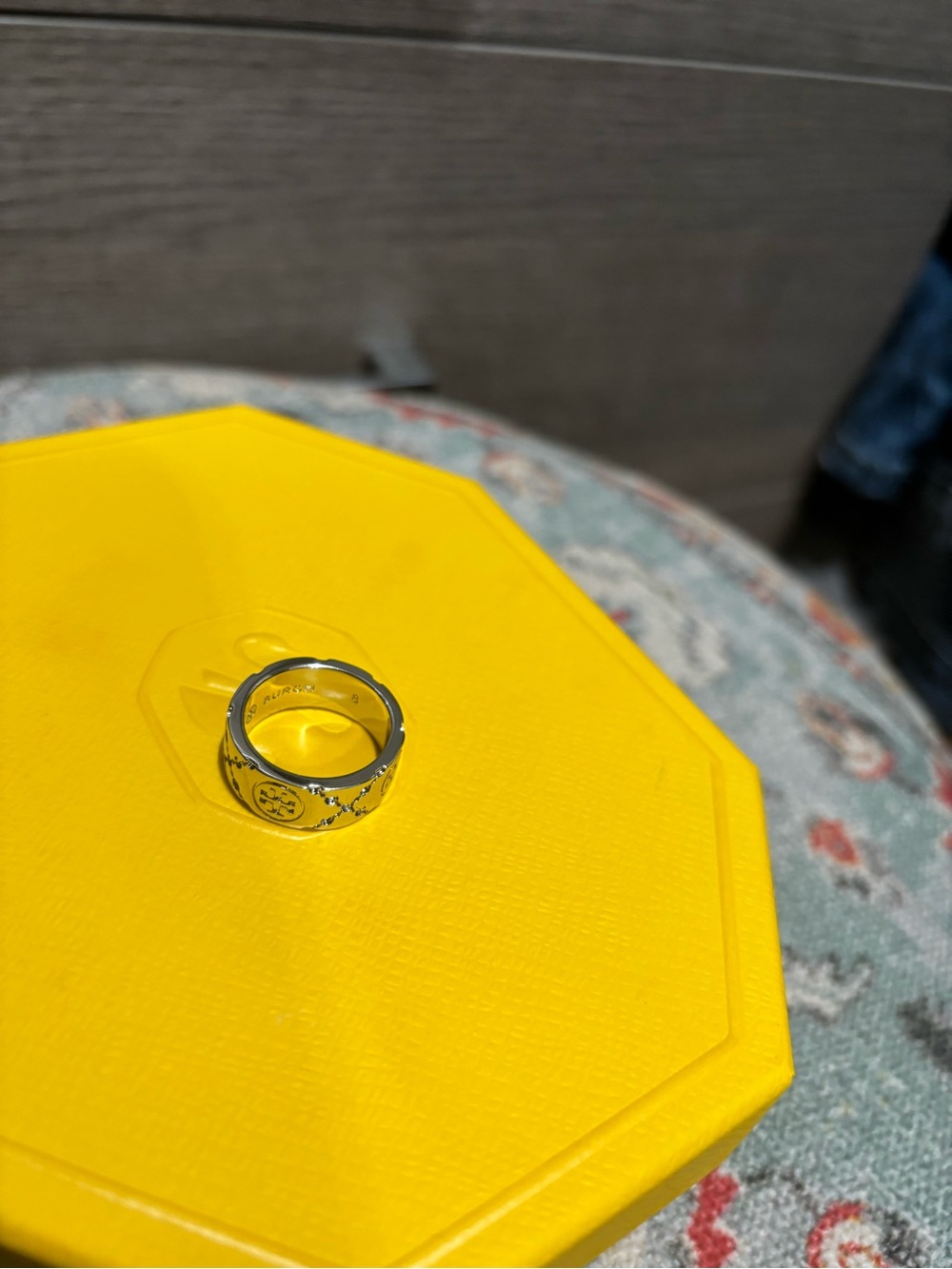 Tory Burch Silver Logo Band Ring with Polished Finish - Picture 5 of 5
